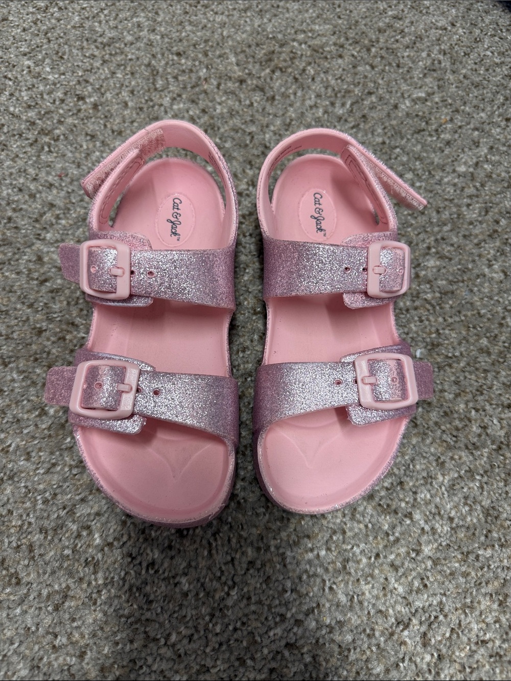 Cat & Jack Pink Glitter Buckle Sandals for Kids